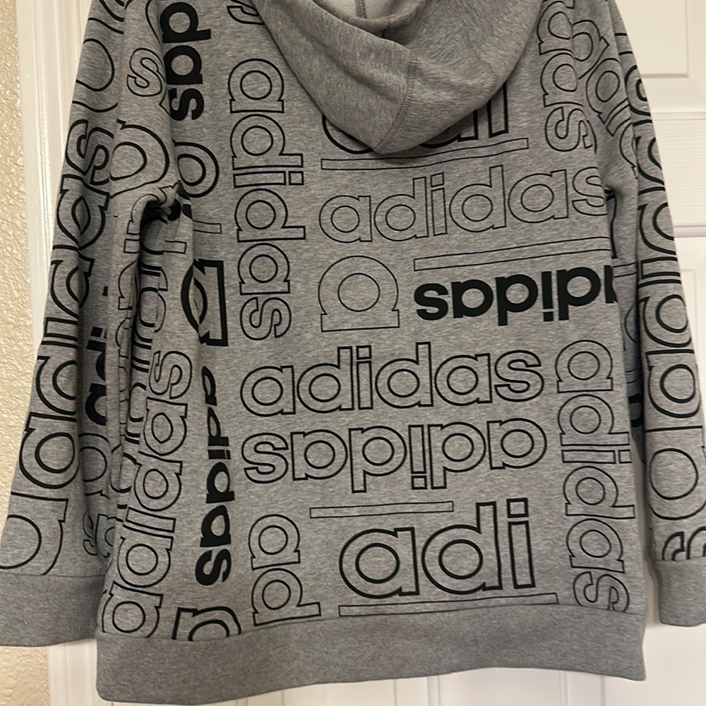 Kids Adidas gray and black hoodie - Picture 2 of 6